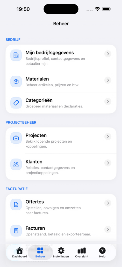 administration app for iPhone statistics